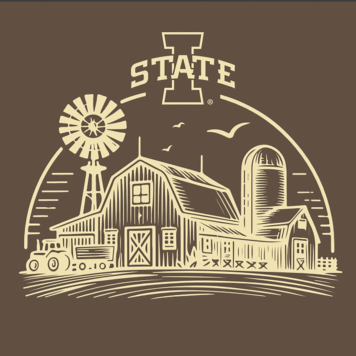 College House I-State Heather Brown ISF26 Farm Short Sleeve T-Shirt artwork